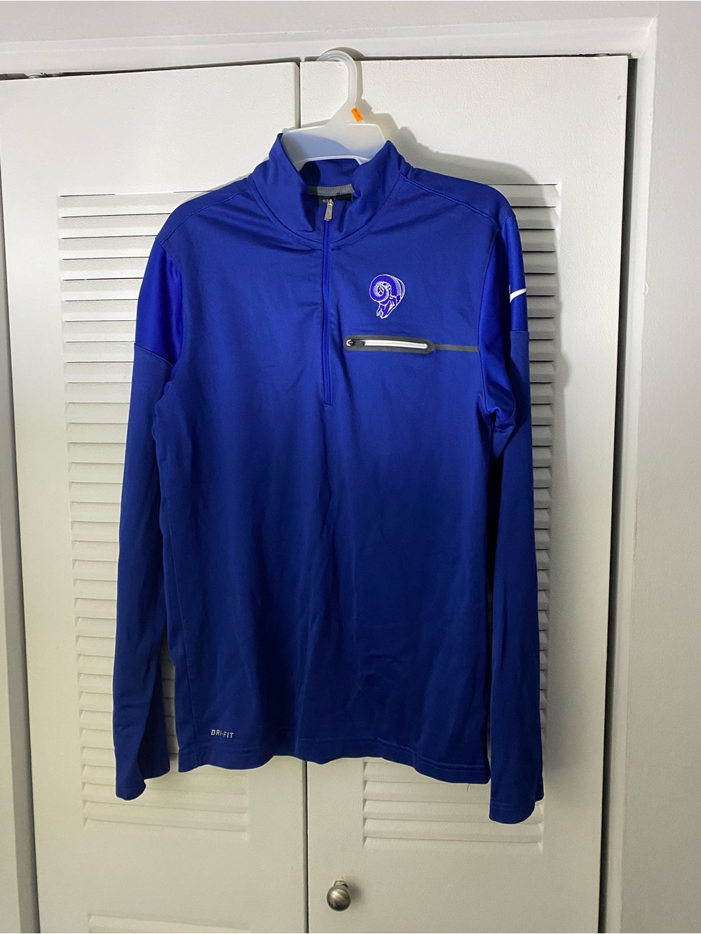 Nike LA rams Royal Blue Long-Sleeve Quarter-Zip Performance Pullover